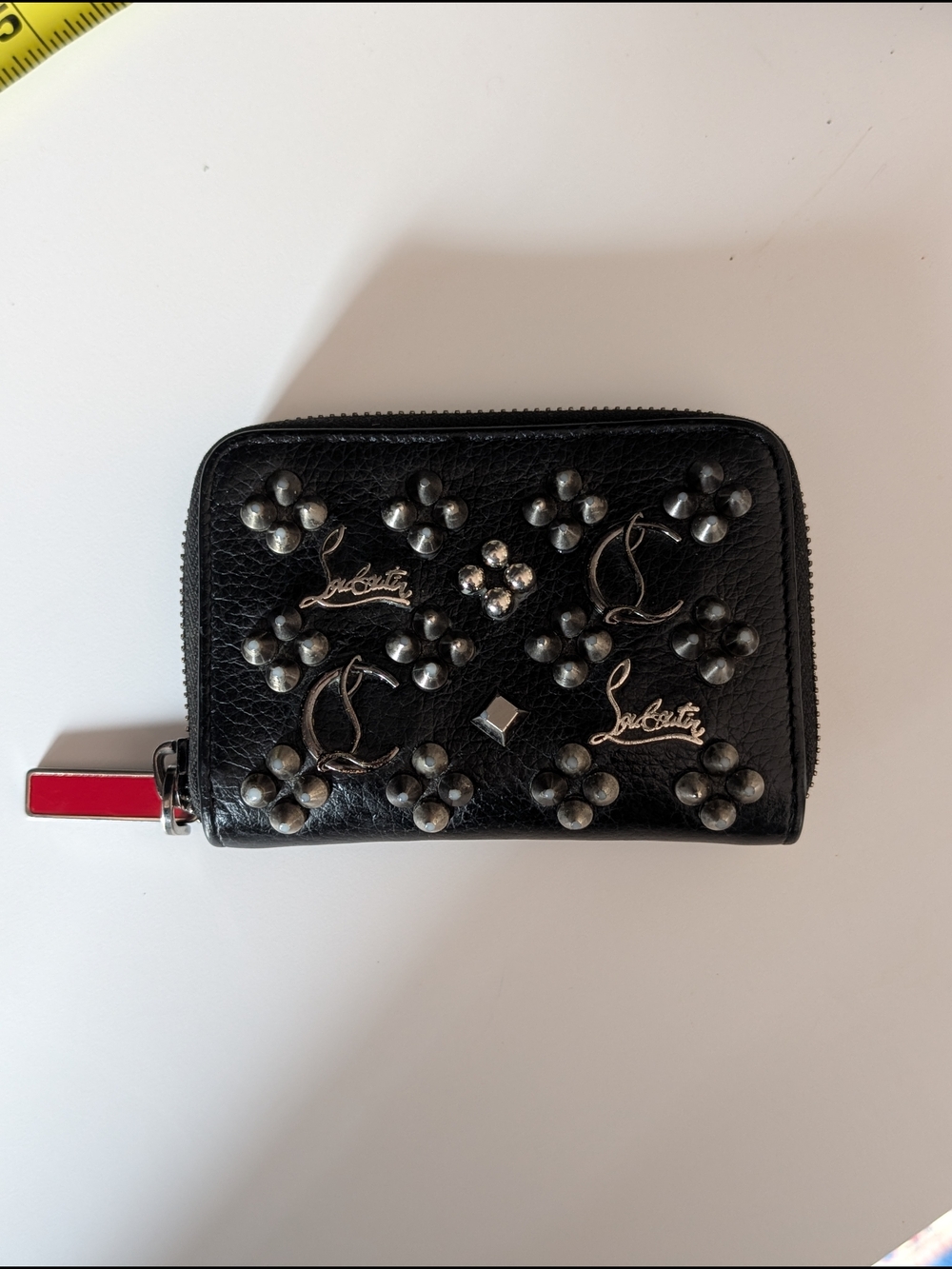 Christian Louboutin Panettone Black Studded Zip-Around Coin Wallet